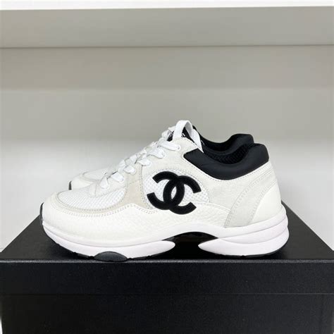 chanel black and white canvas shoes